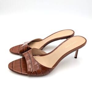 Veronica Beard Tia Stiletto Heel Slide Sandals Womens Croc Brown Size US10M EU41